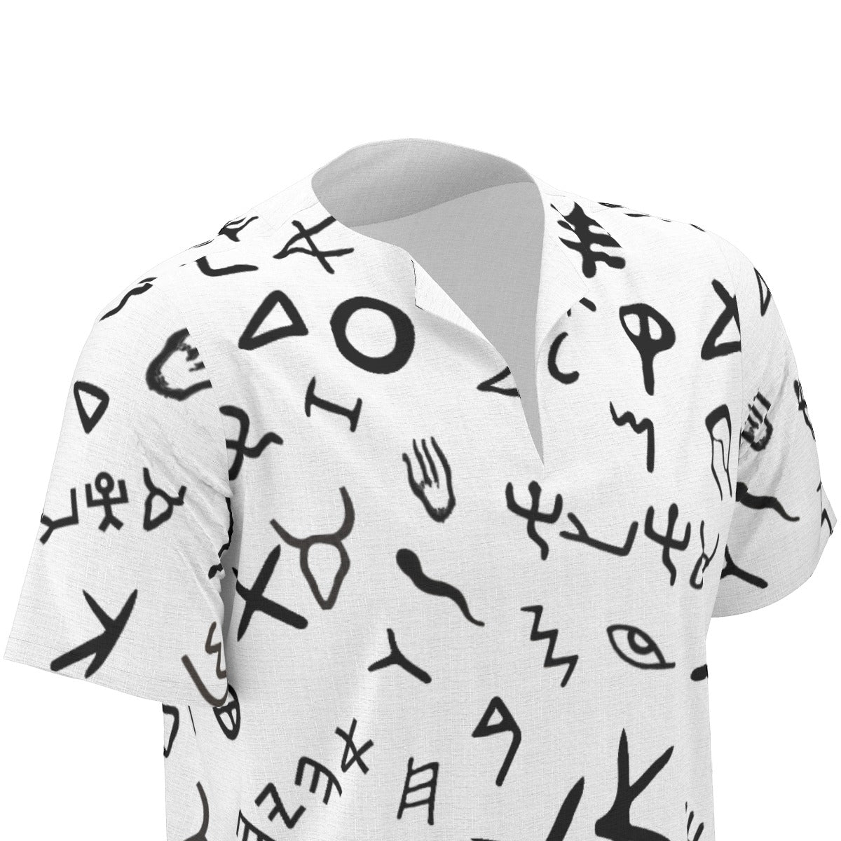 Men's AHAYAH Ancient Paleo Phoenician Pictograph Alphabet Pattern Dashiki Shirt