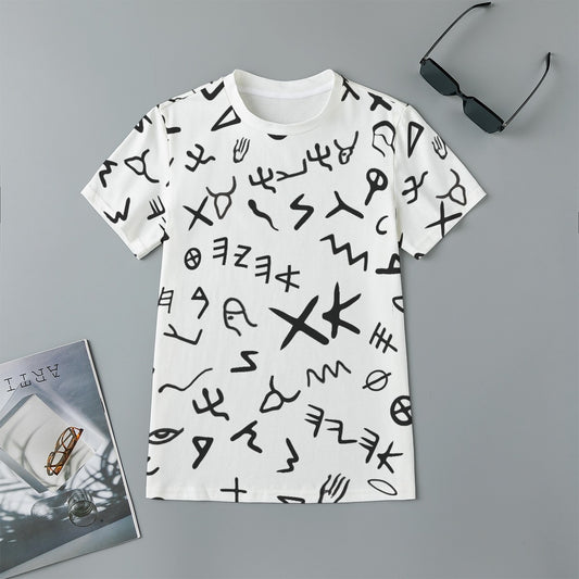 Kid's AHAYAH Ancient Paleo Phoenician Pictograph Alphabet Pattern T-Shirt