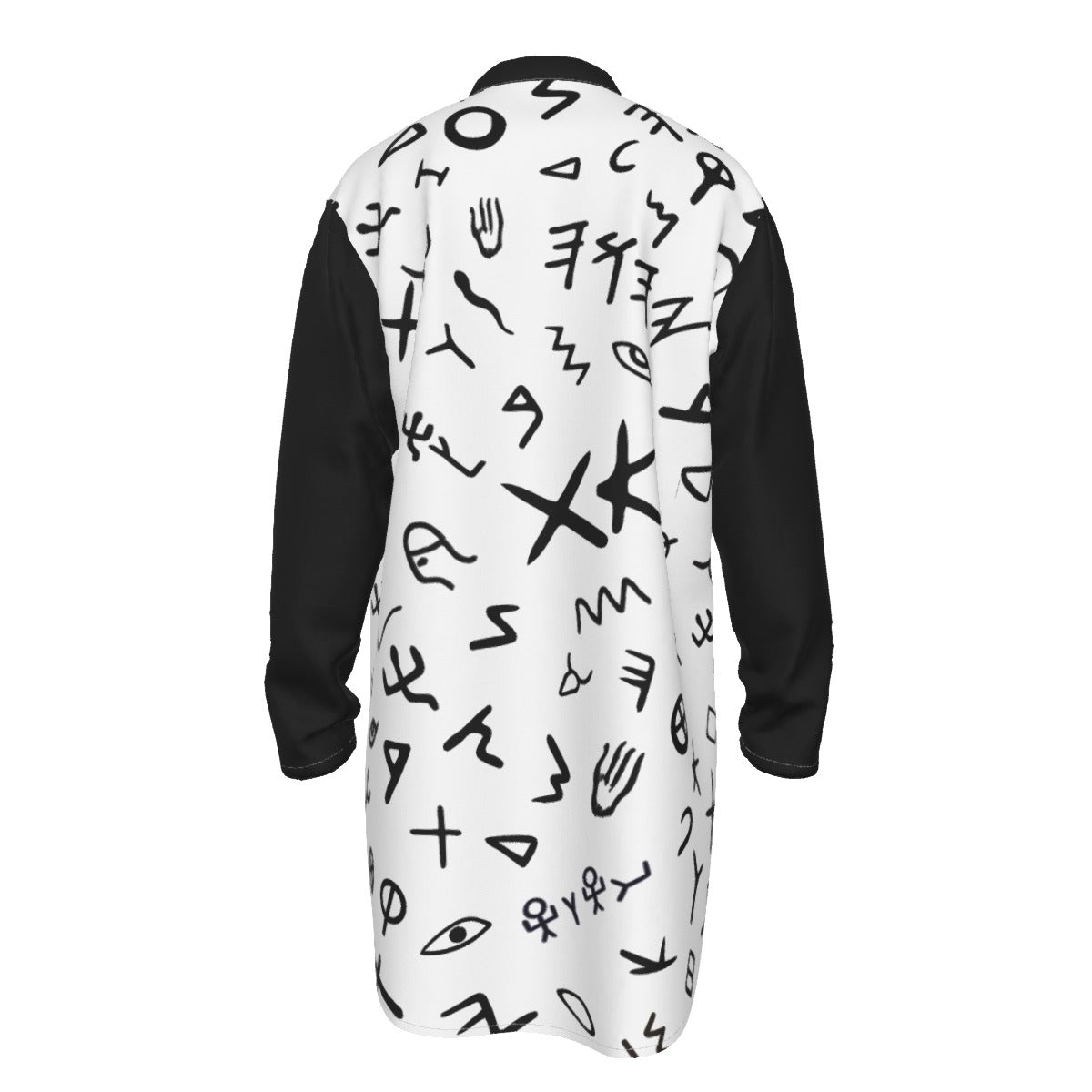 Men's YAHUAH Ancient Paleo Phoenician Pictograph Alphabet Pattern Stand-up Collar Long Shirt