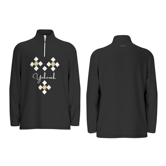 Men's YAHAWAH Black Sports Collar Long Sleeve Jersey