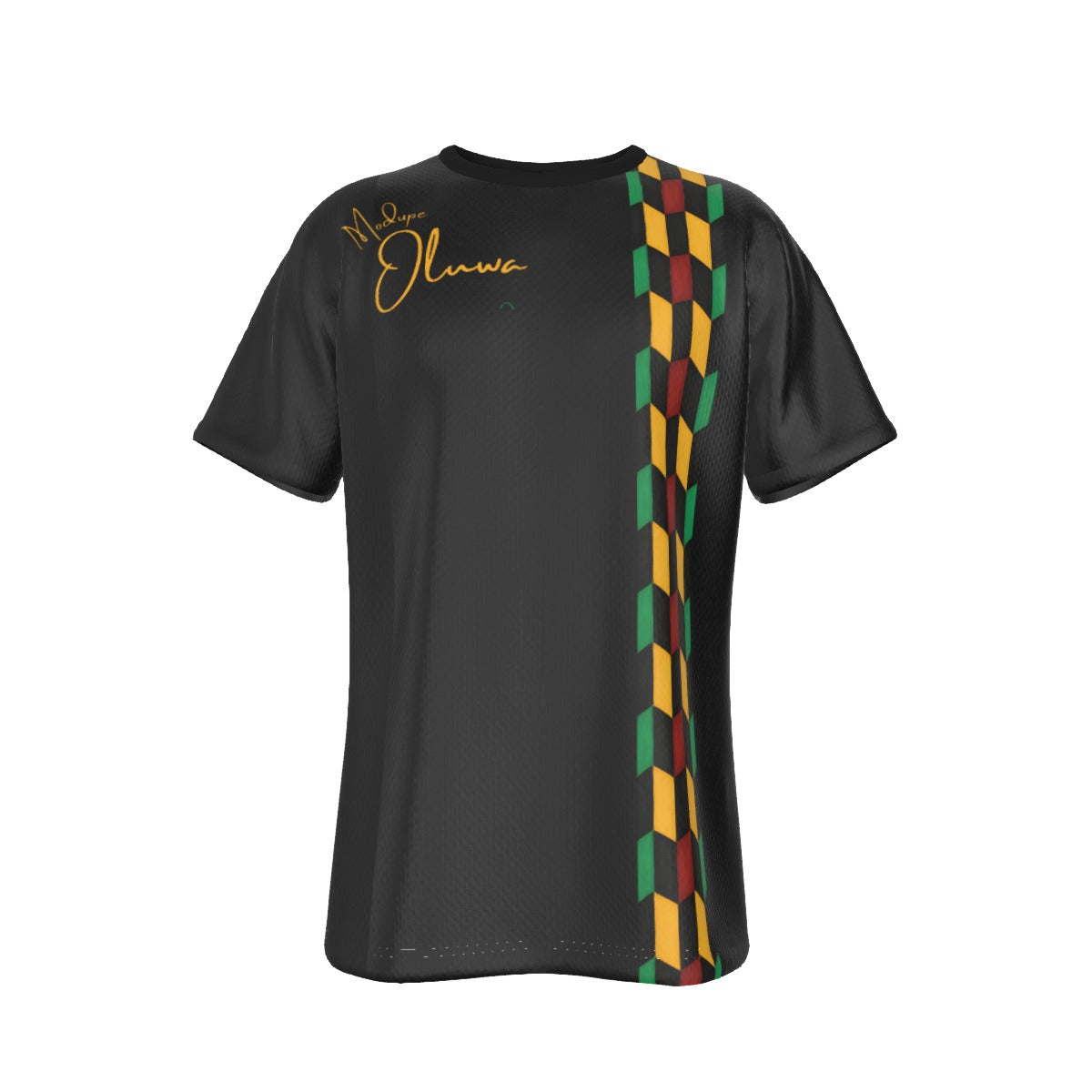 MODUPE OLUWA Colorful Pattern Black T Shirt