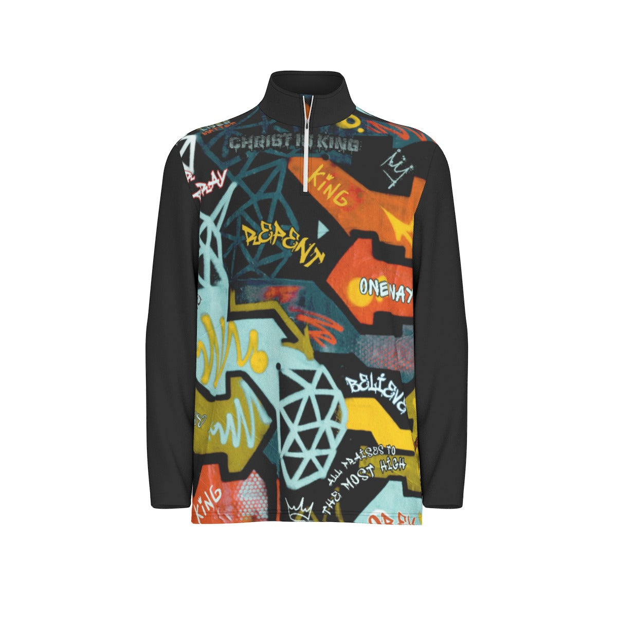 Men's GRAFFITI GOD Sports Collar Long Sleeve Jersey