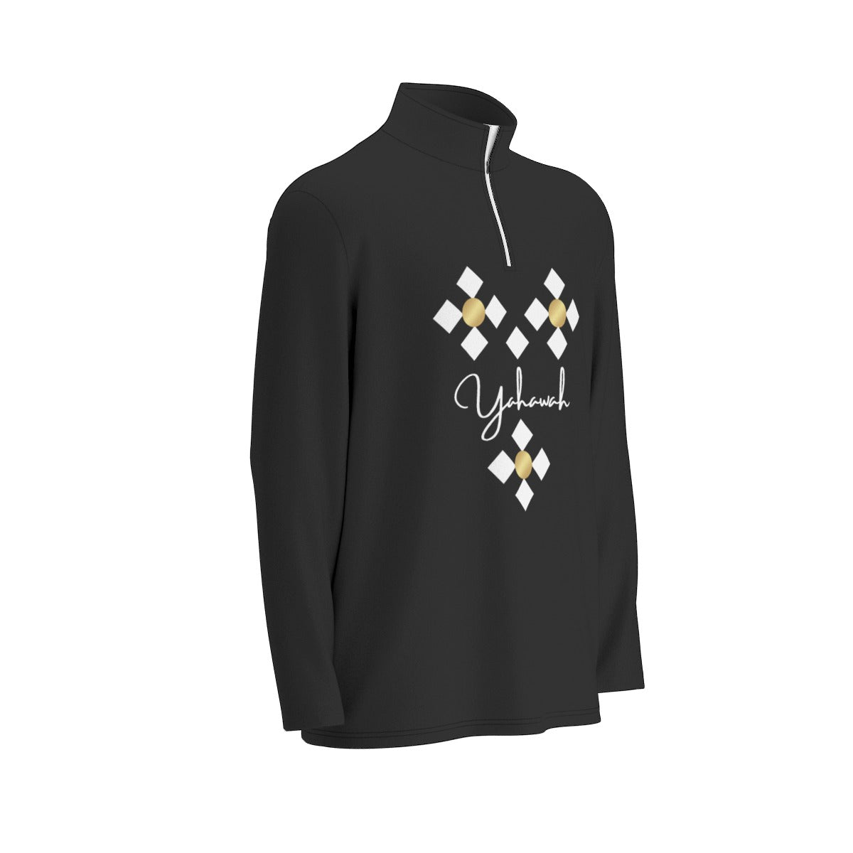 Men's YAHAWAH Black Sports Collar Long Sleeve Jersey