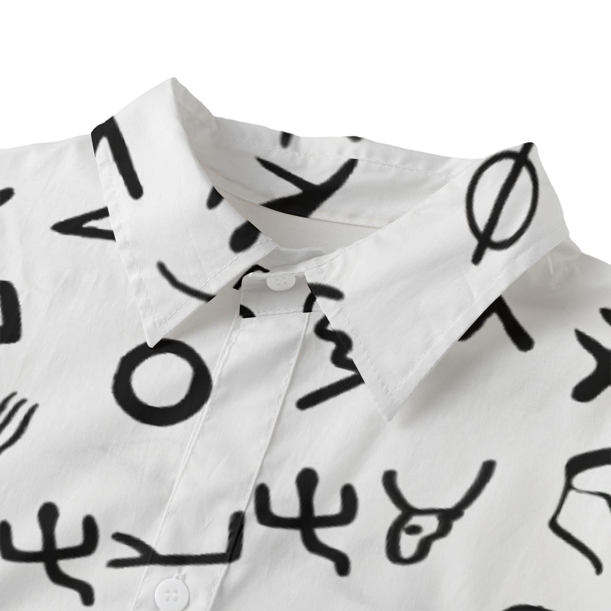 AHAYAH Ancient Paleo Phoenician Pictograph Alphabet Pattern Long Button Down Shirt