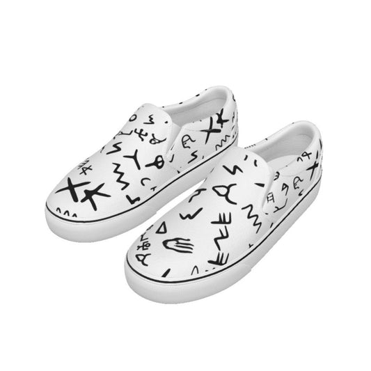 Men's AHAYAH Ancient Paleo Phoenician Pictograph Alphabet Pattern Slip On Sneakers