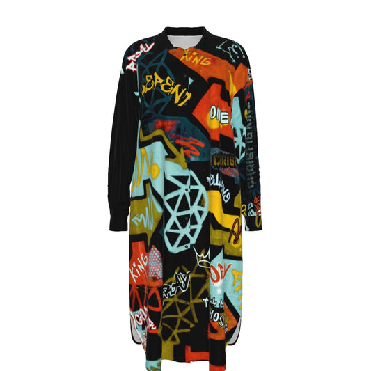 GRAFFITI GOD Long Sleeve Shirt Dress