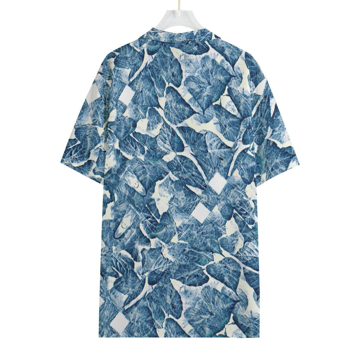 BELIEVER Blue Leaf Pattern Hawaiian Shirt