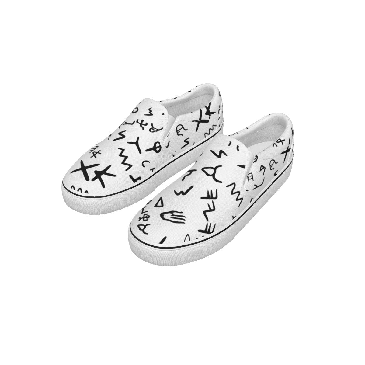 Women's AHAYAH Ancient Paleo Phoenician Pictograph Alphabet Pattern Slip On Sneakers