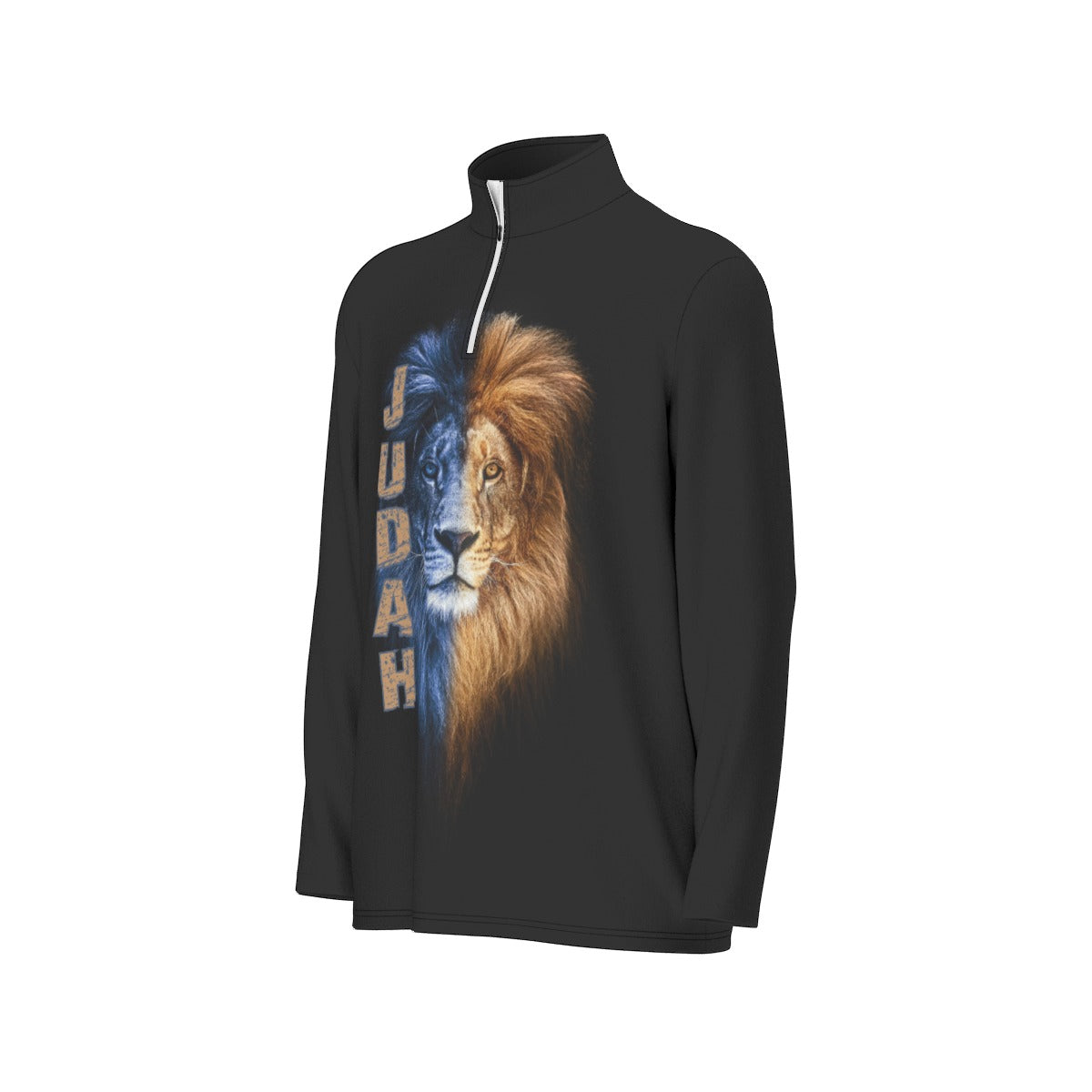 Men's JUDAH LION Black Sports Collar Long Sleeve Jersey