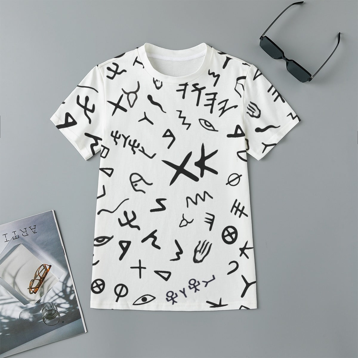 Kid's YAHUAH Ancient Paleo Phoenician Pictograph Alphabet Pattern T-Shirt