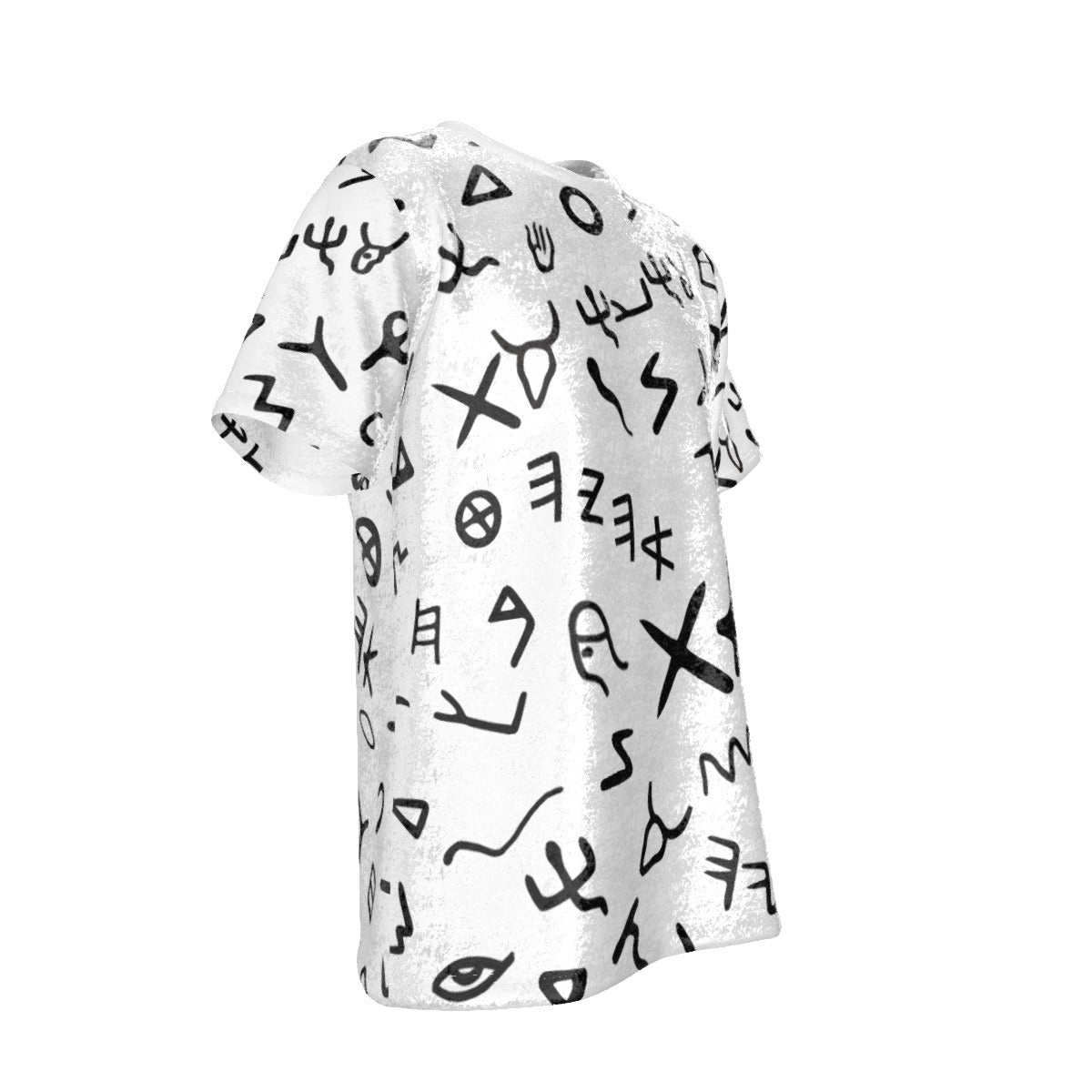 AHAYAH Ancient Paleo Phoenician Pictograph Alphabet Pattern White Velvet T Shirt