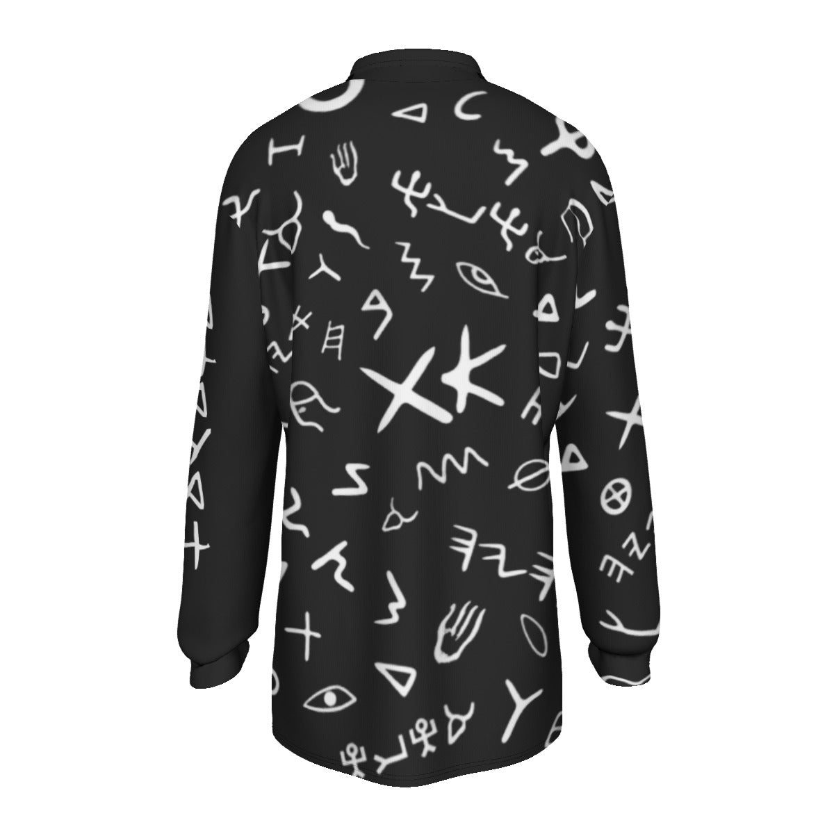 AHAYAH Ancient Paleo Phoenician Pictograph Alphabet Pattern Long Sleeve Polo Shirt