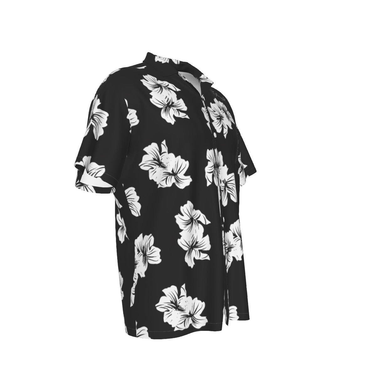 BLESSED 1 John 2:27 Black and White Floral Print Hawaiin Button Shirt With Pocket