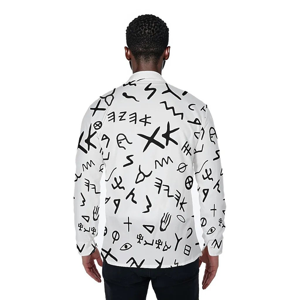 AHAYAH Ancient Paleo Phoenician Pictograph Alphabet Pattern Long Sleeve Shirt