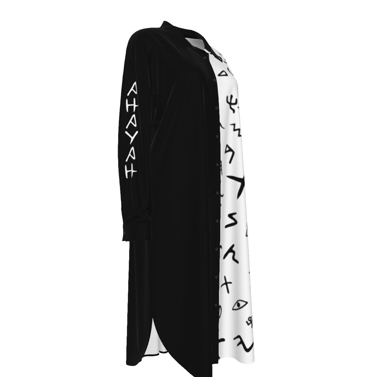 AHAYAH Exodus 3:14 Ancient Paleo Phoenician Pictograph Alphabet Pattern Long Shirt Dress