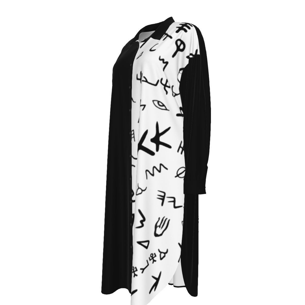 AHAYAH Exodus 3:14 Ancient Paleo Phoenician Pictograph Alphabet Pattern Long Shirt Dress