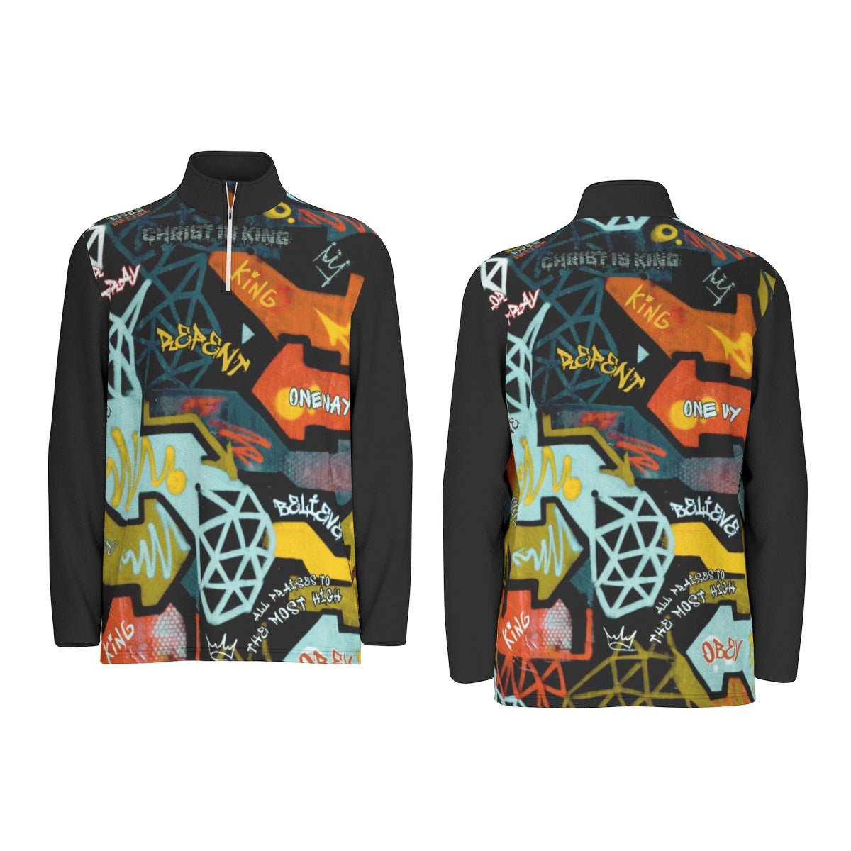 Men's GRAFFITI GOD Sports Collar Long Sleeve Jersey