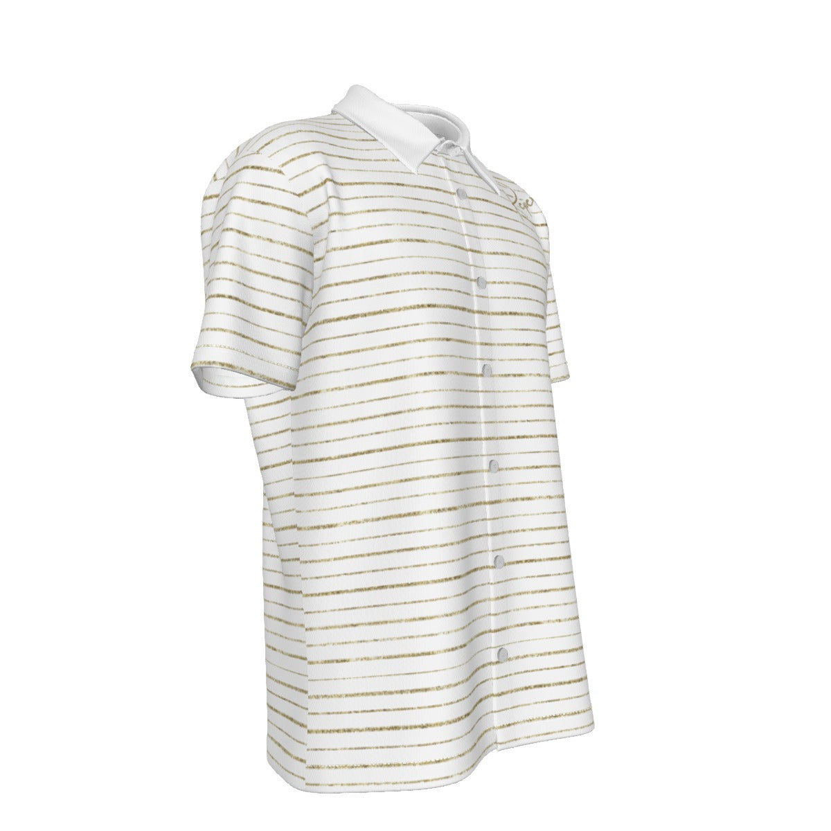 REPENT White and Gold Striped Pattern Shirt