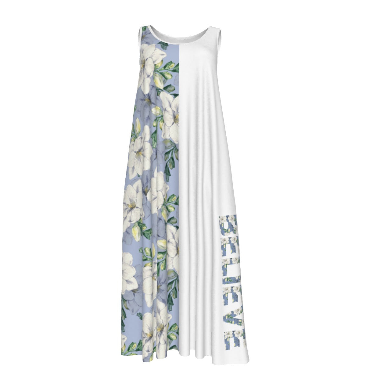 BELIEVE Blue Floral Pattern Dress