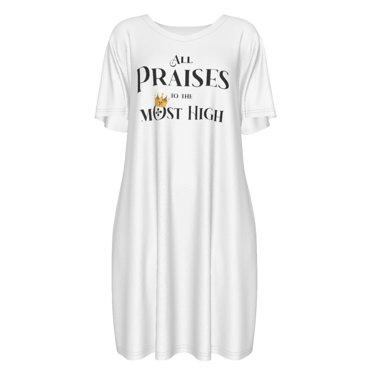 ALL PRAISES TO THE MOST HIGH Short Sleeve Casual Cotton Dress