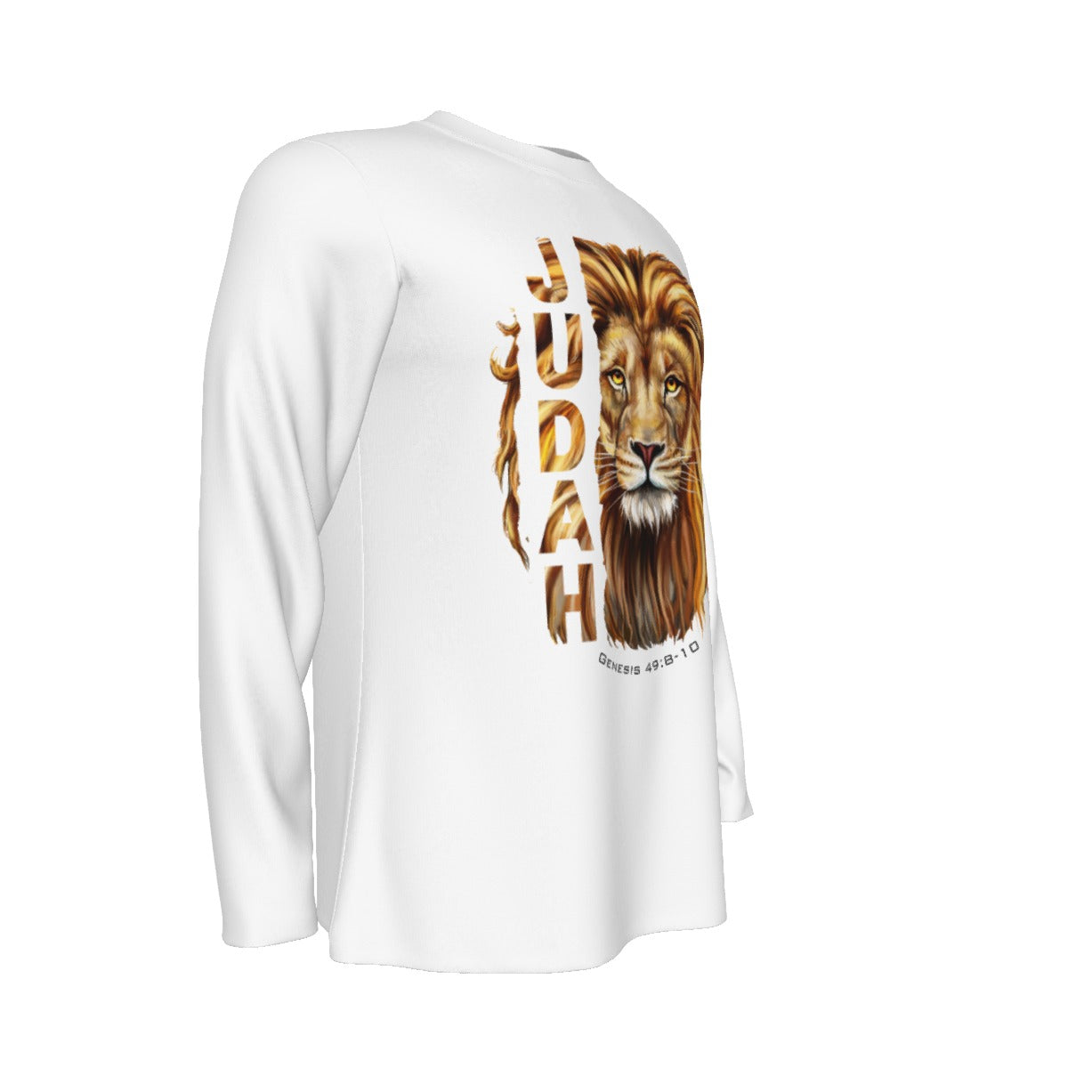 JUDAH LION Genesis 49:8-10 Scripture Long Sleeve White Cotton T Shirt