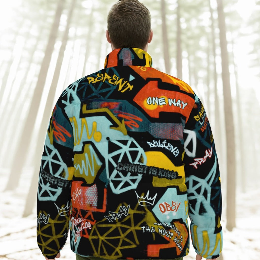 GRAFFITI GOD Stand Up Collar Down Jacket