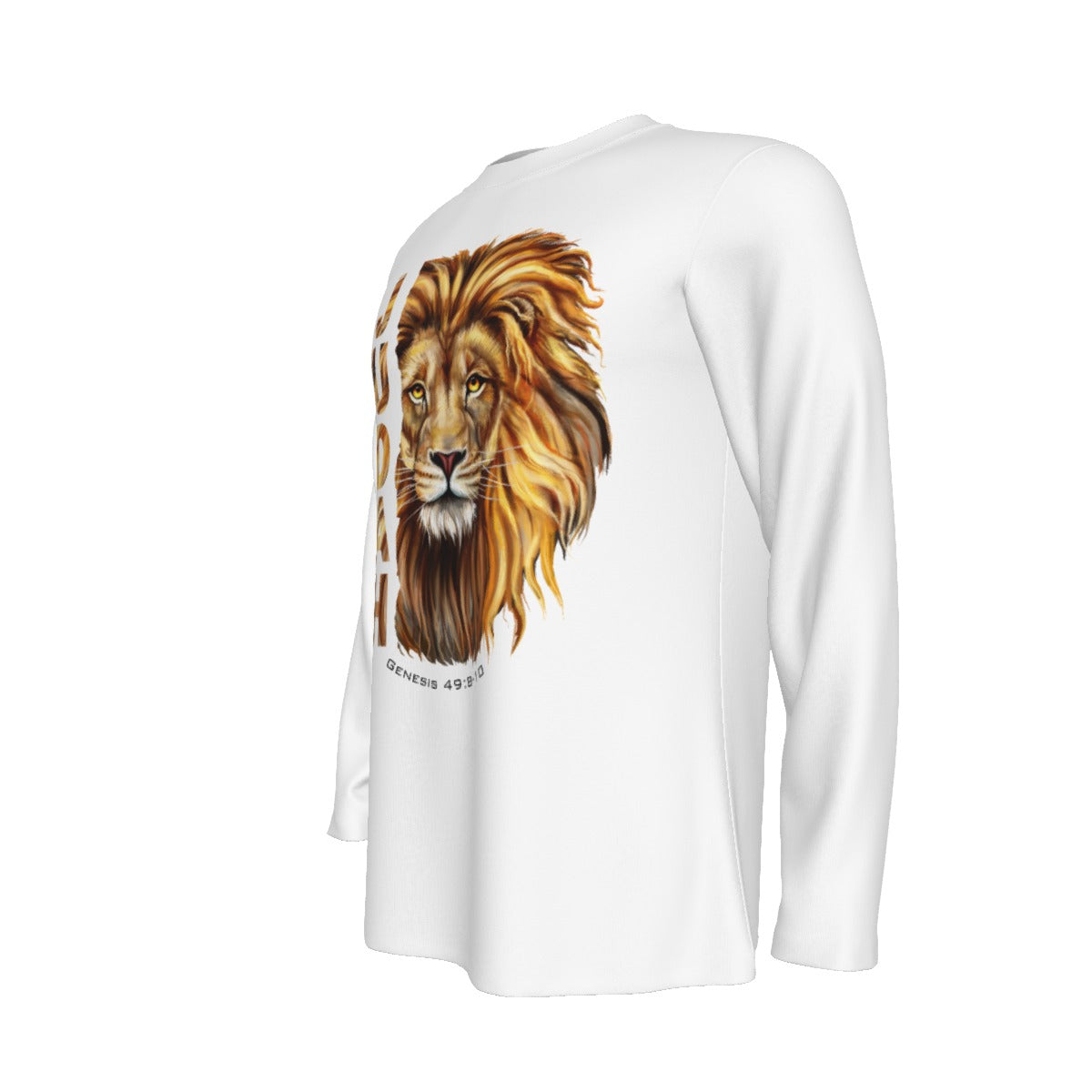 JUDAH LION Genesis 49:8-10 Scripture Long Sleeve White Cotton T Shirt