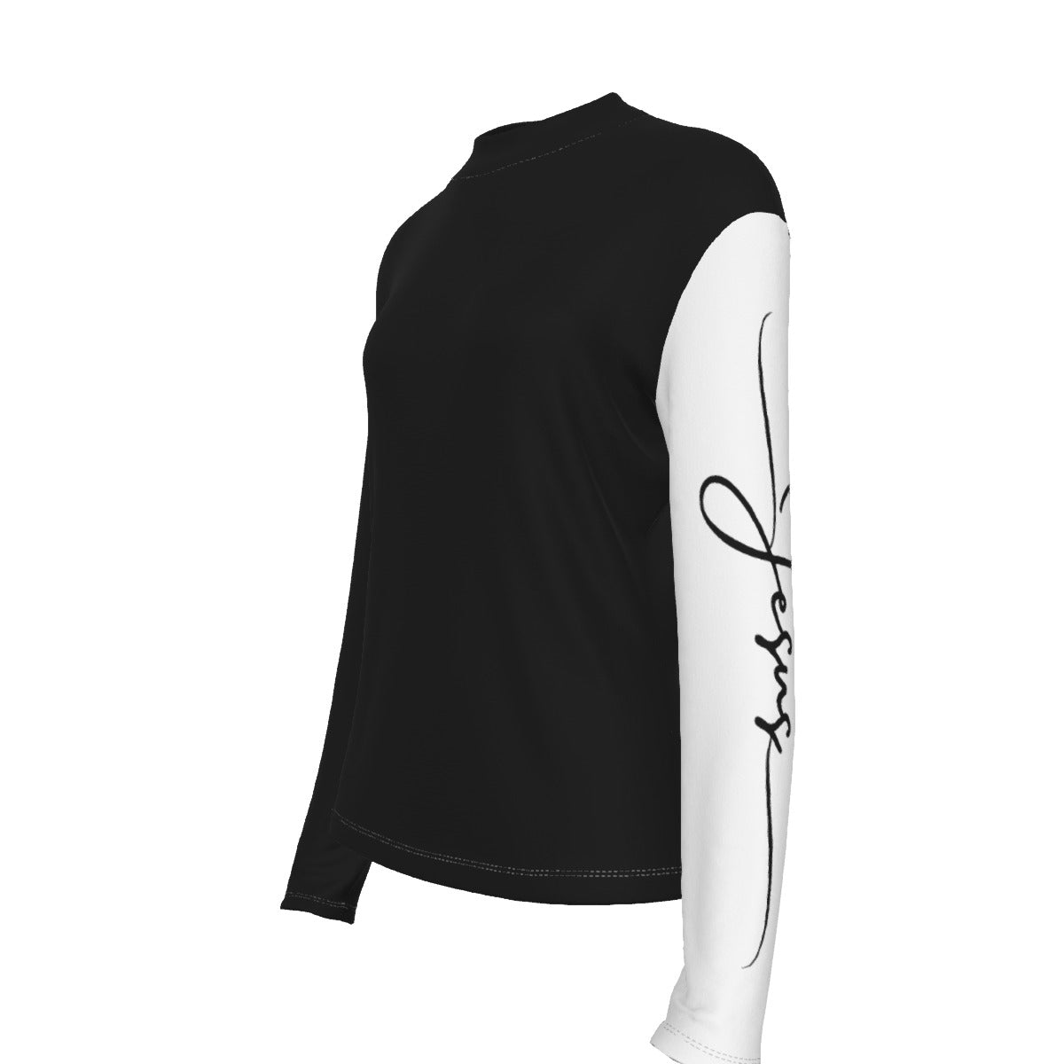 JESUS Sleeve Black and White Turtleneck Top