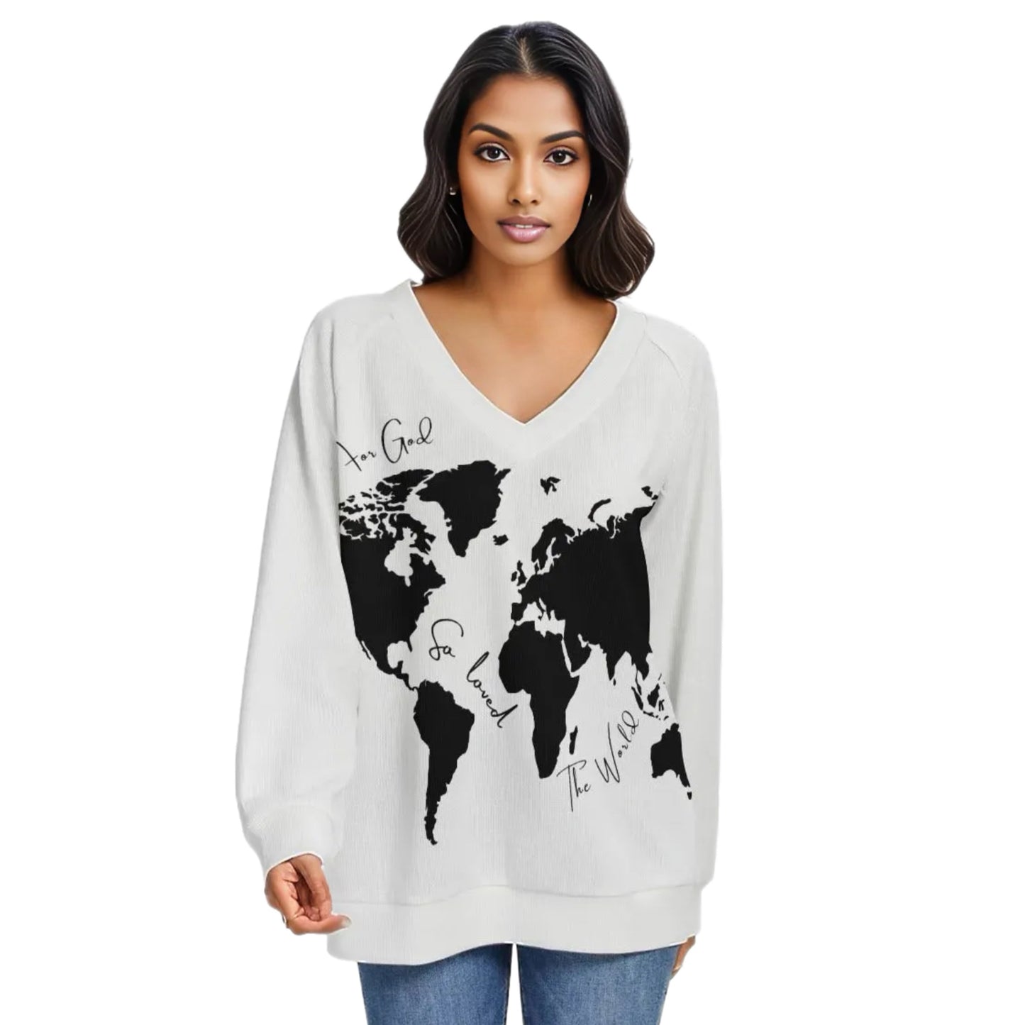 FOR GOD SO LOVED THE WORLD Knitted Long Sleeve Sweater