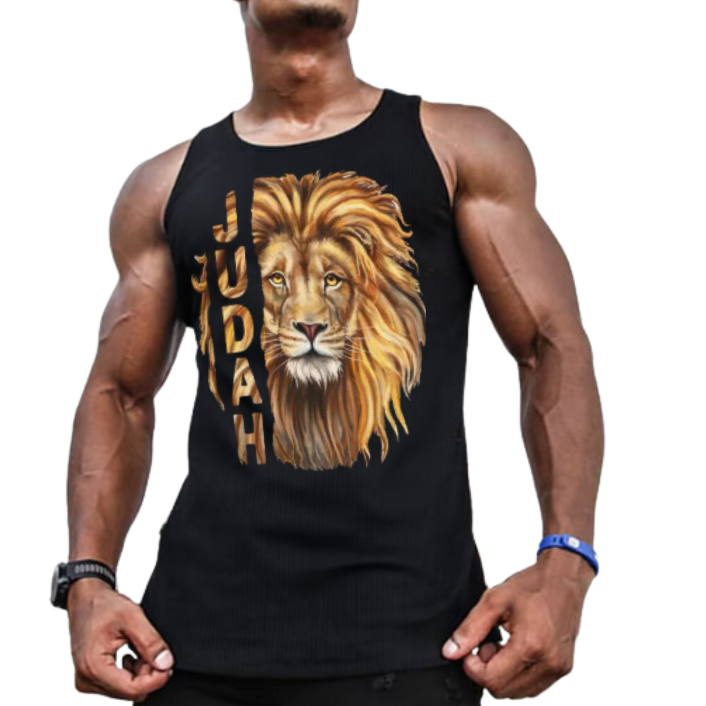 JUDAH LION Hemmed Black Tank Top