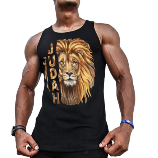 JUDAH LION Hemmed Black Tank Top