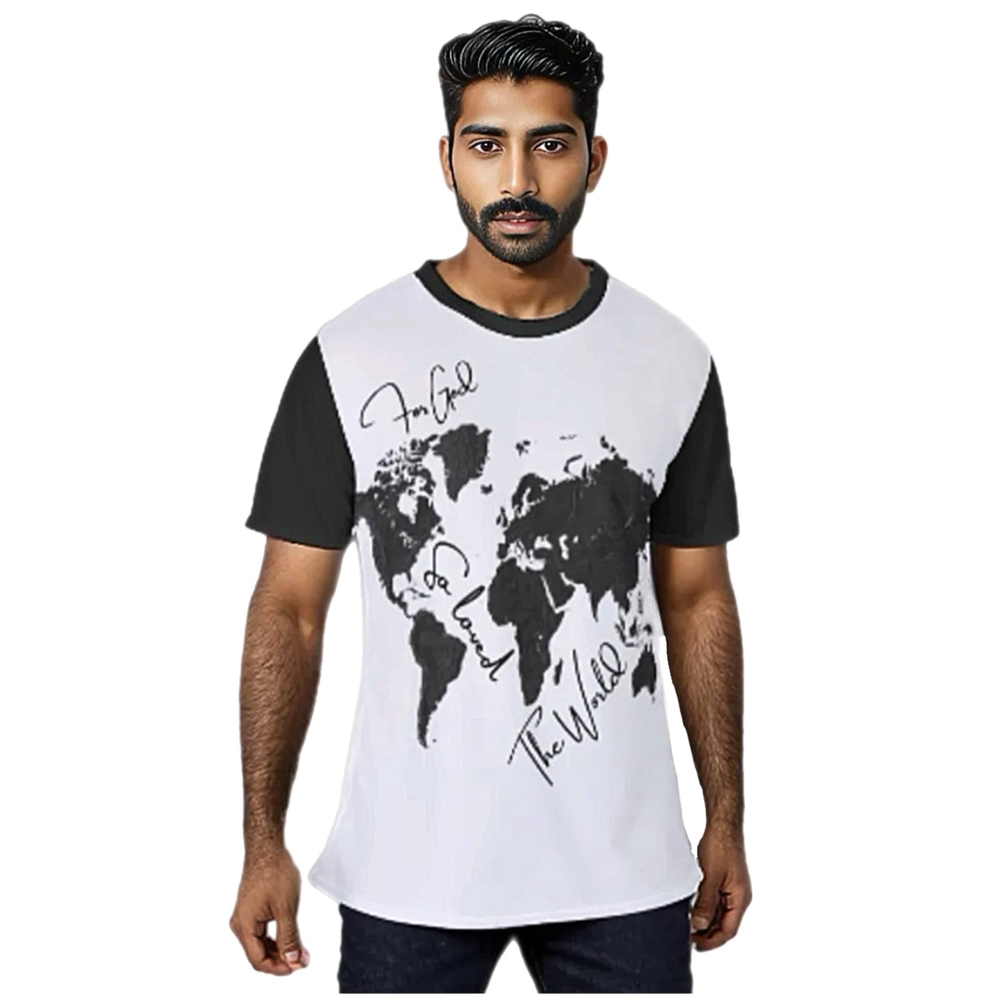 FOR GOD SO LOVED THE WORLD Map Print T Shirt