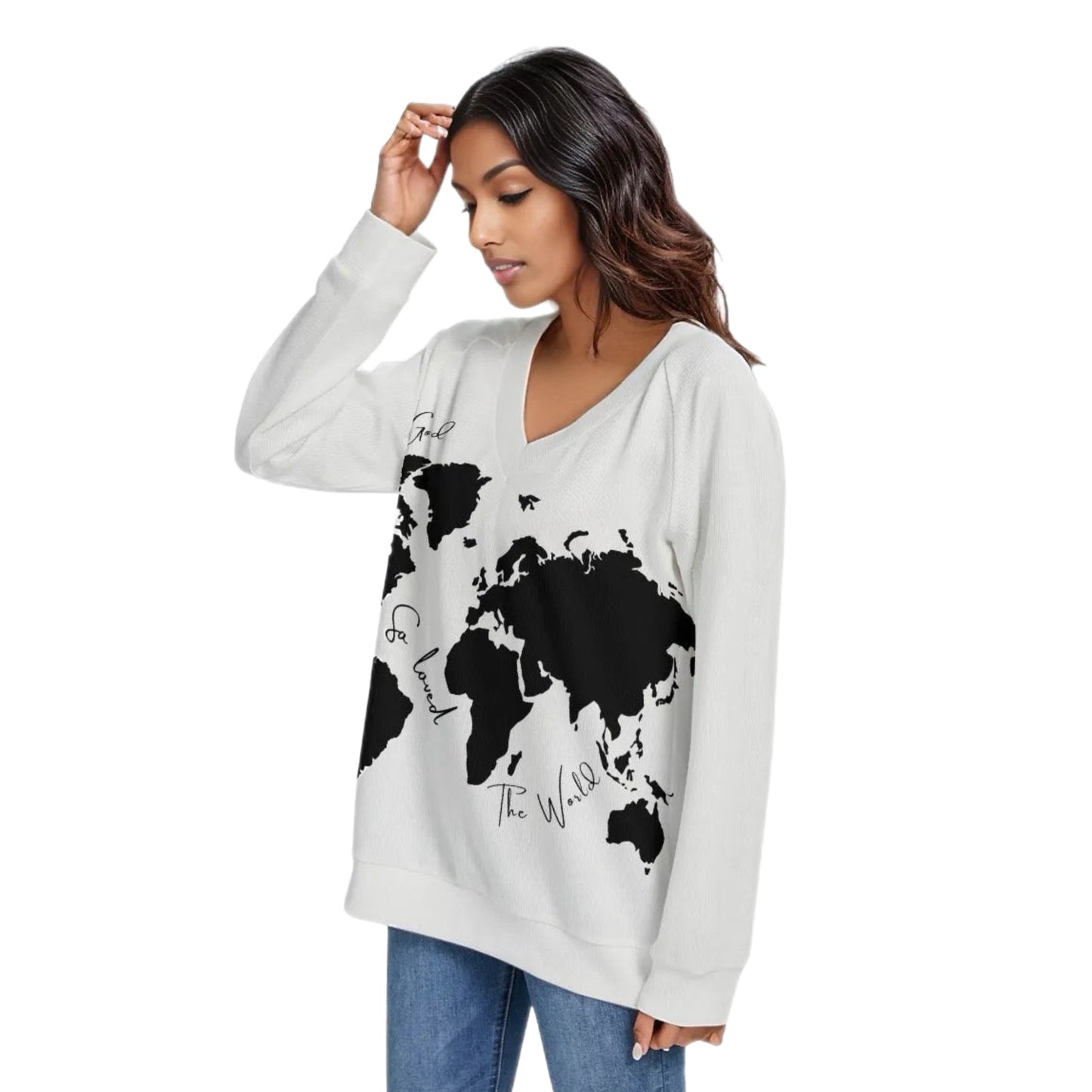 FOR GOD SO LOVED THE WORLD Knitted Long Sleeve Sweater