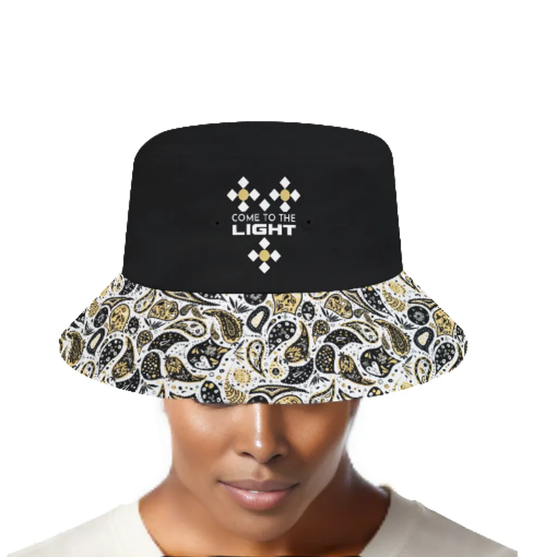 COME TO THE LIGHT Black and Paisley Bucket Hat