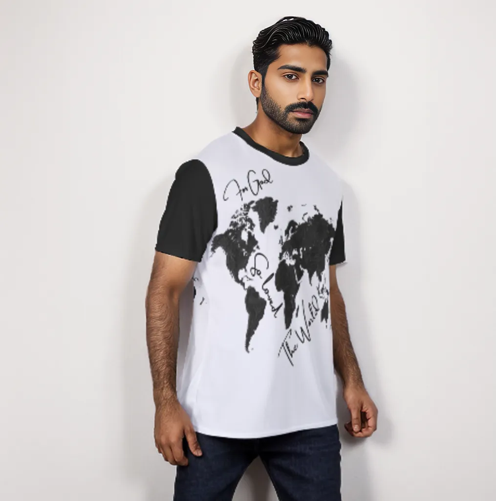 FOR GOD SO LOVED THE WORLD Map Print T Shirt