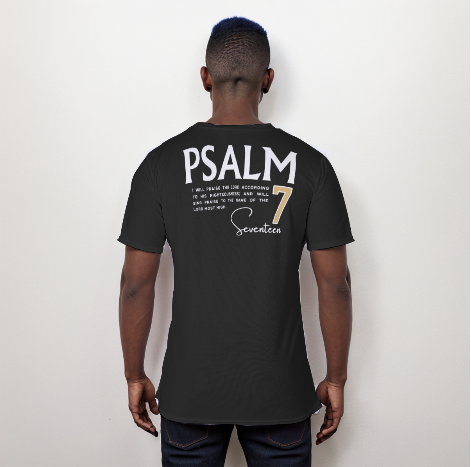 ALL PRAISES TO THE MOST HIGH Psalm 7:17 Scripture Paisley Sleeve Black T Shirt