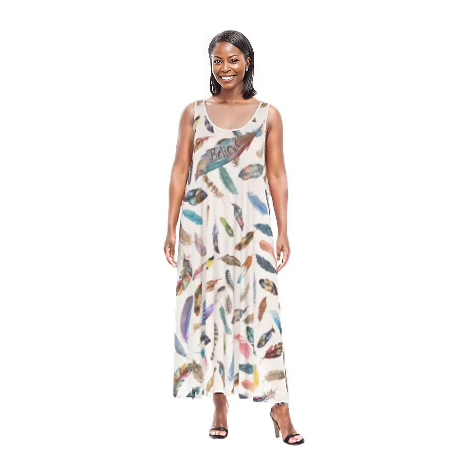 BELIEVE JOHN 3:16 Feather Print Dress Pattern Dress