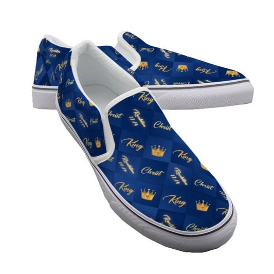 Women's KING CHRIST Blue / Gold Slip On Sneakers