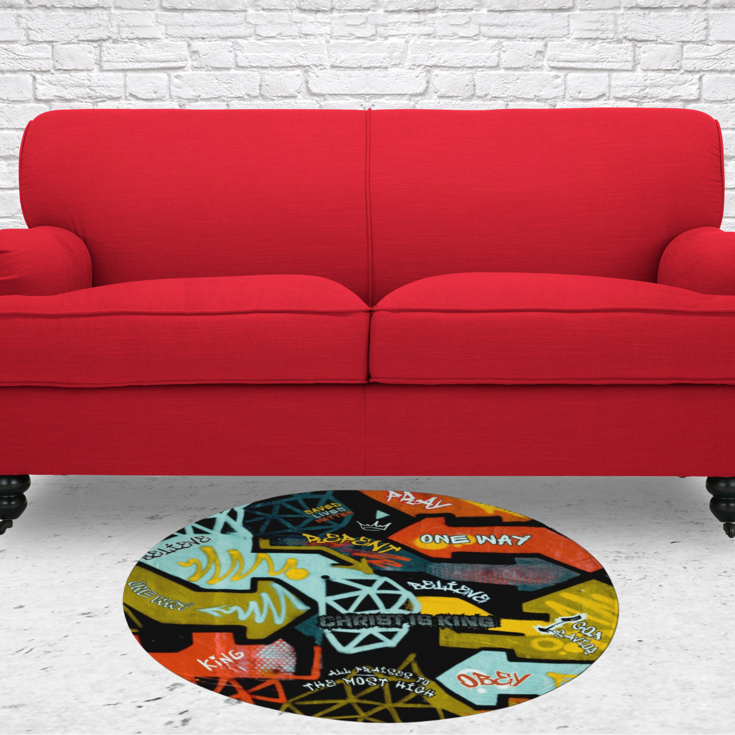 GRAFFITI GOD Print Round Mat