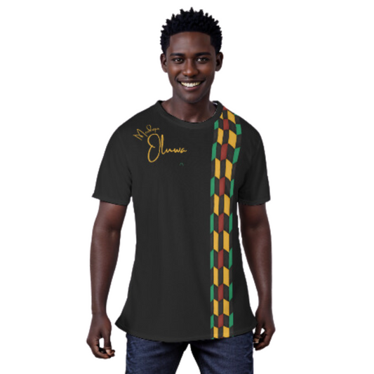 MODUPE OLUWA Colorful Pattern Black T Shirt