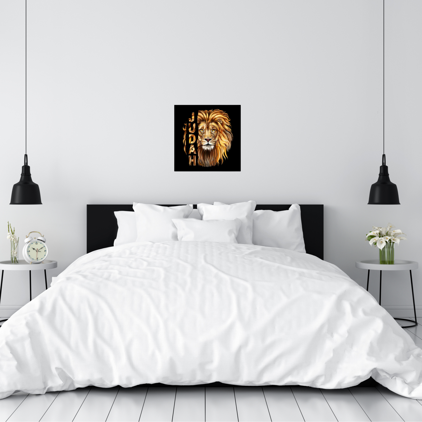 JUDAH LION Black Framed Square Wall Mural Art