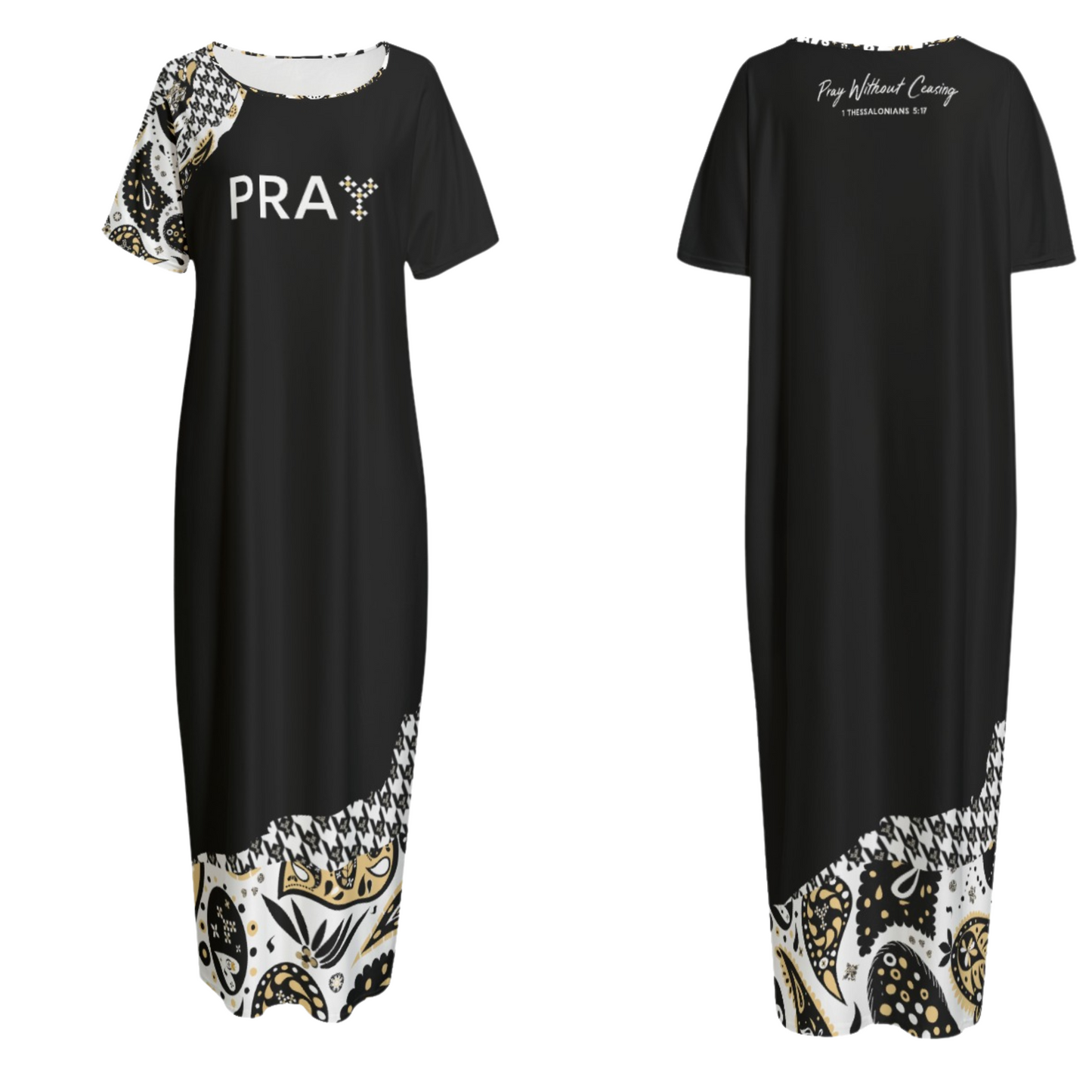 PRAY Without Ceasing 1 Thessalonians 5:17 Long Gown Dress With Pockets