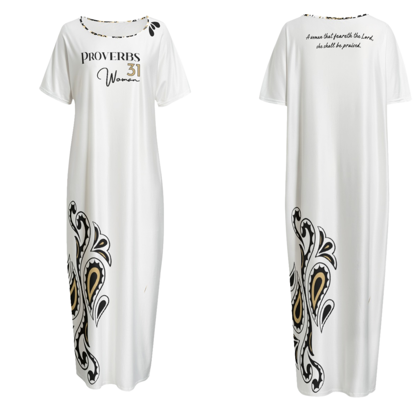 PROVERBS 31 WOMAN Paisley Long Gown Dress With Pockets