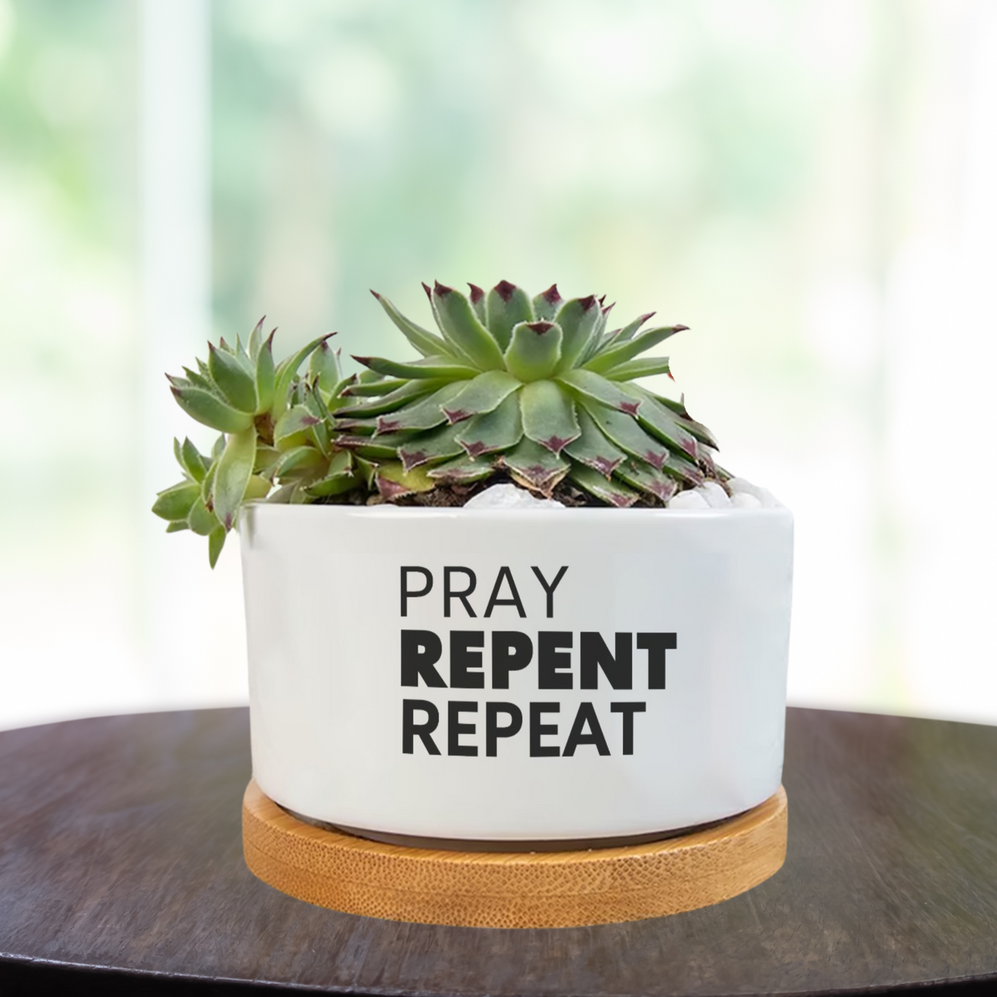 PRAY REPENT REPEAT Flower Pot