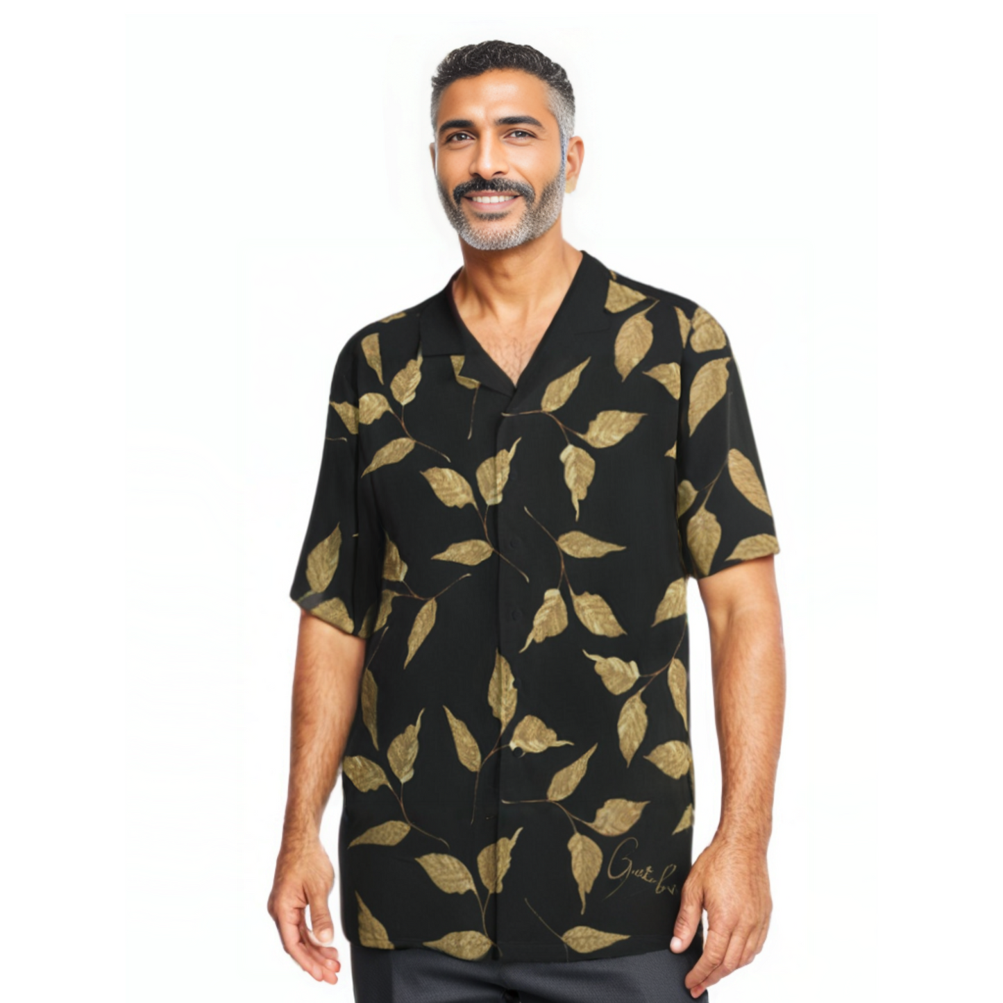 GRATEFUL Gold Leaf Pattern Hawaiian Shirt