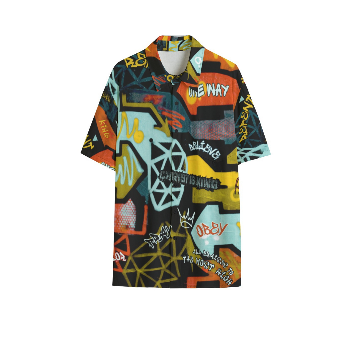 GRAFFITI GOD Long Button Down Shirt With Pocket