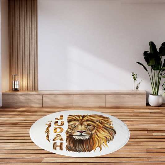 JUDAH LION White Round Rug Mat