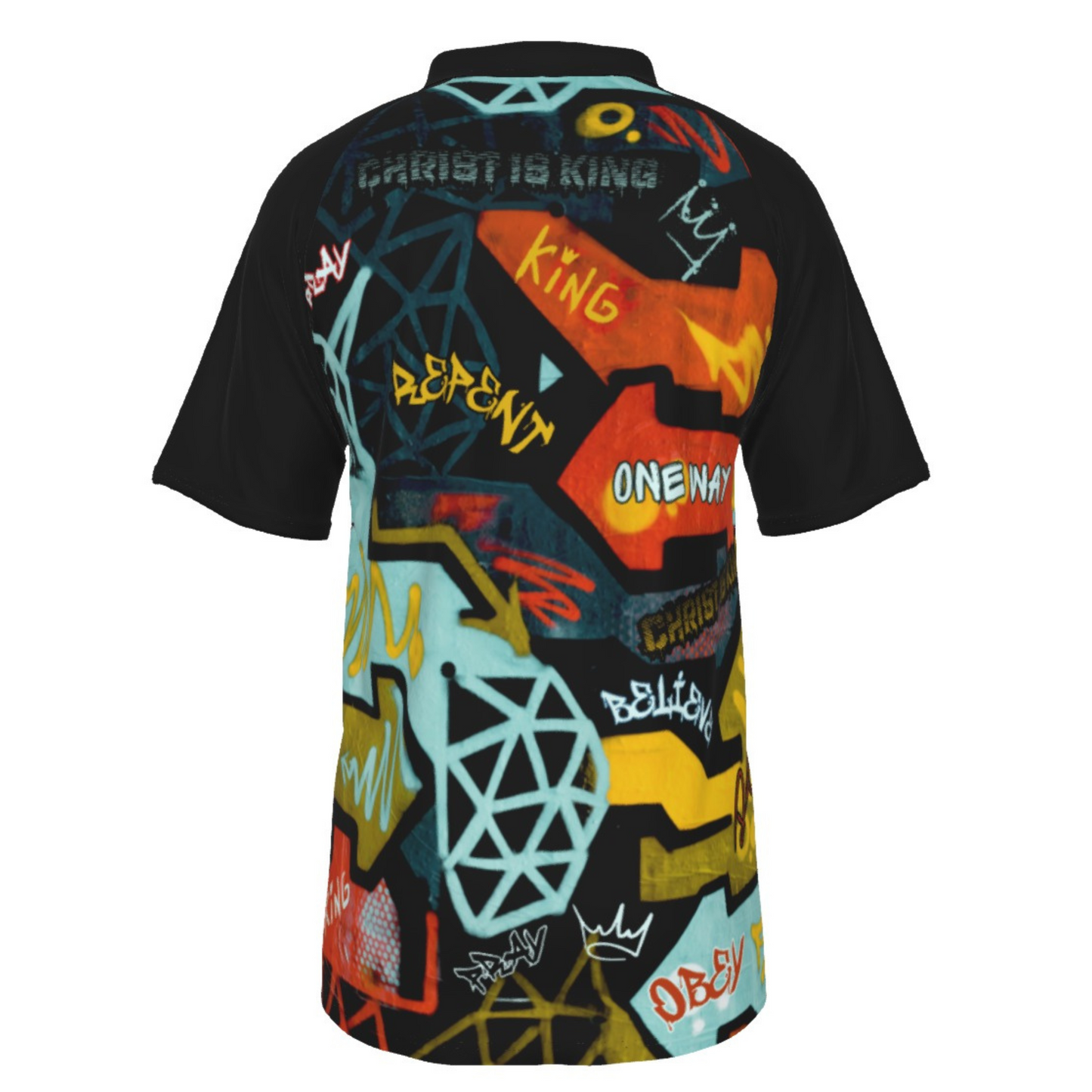 GRAFFITI GOD Short Sleeve Polo Shirt With Button Closure