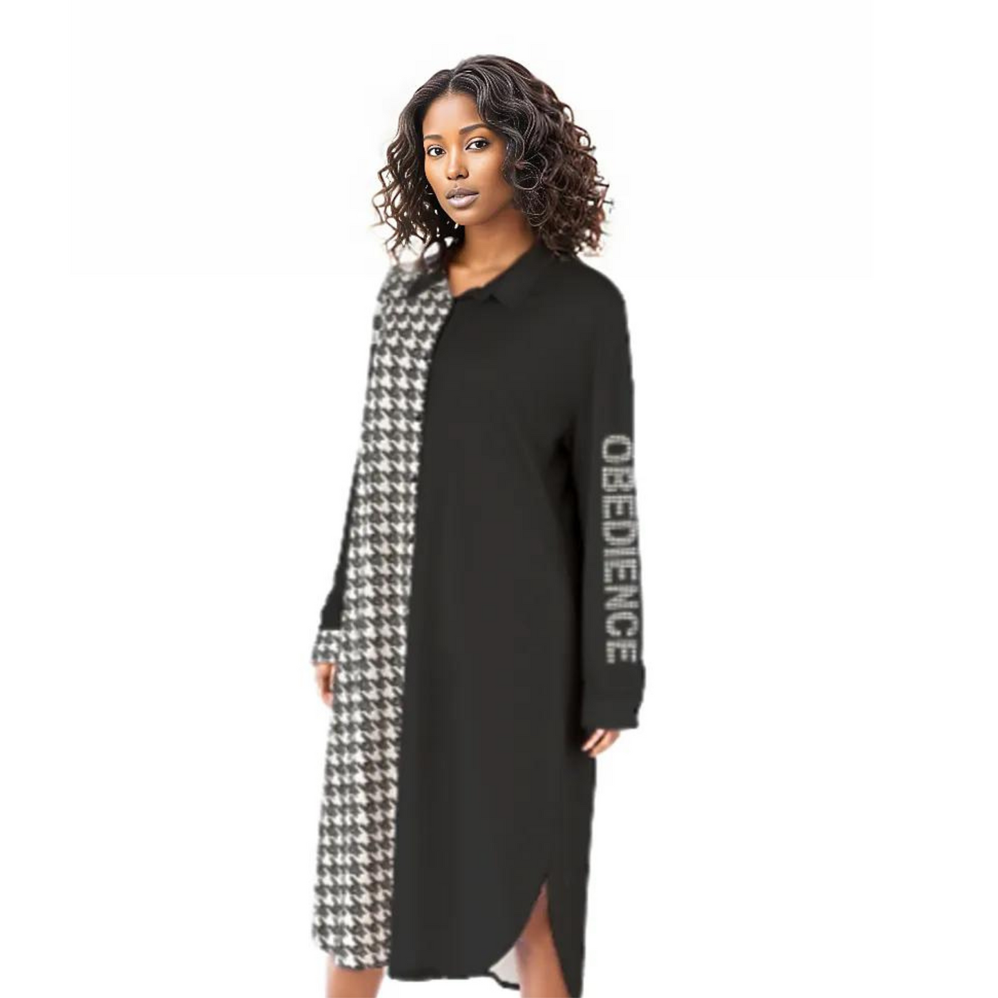 OBEDIENCE Romans 5:19 Houndstooth Pattern Long Dress