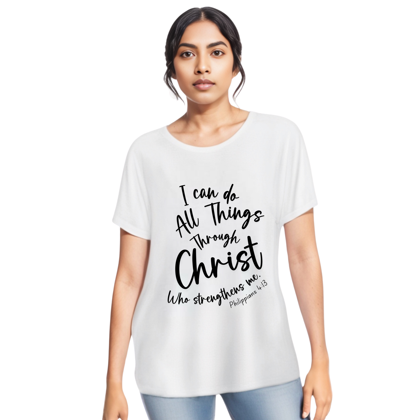 I CAN DO ALL THINGS THROUGH CHRIST WHO STRENGTHENS ME Philippians 4:13 Round Neck Shirt